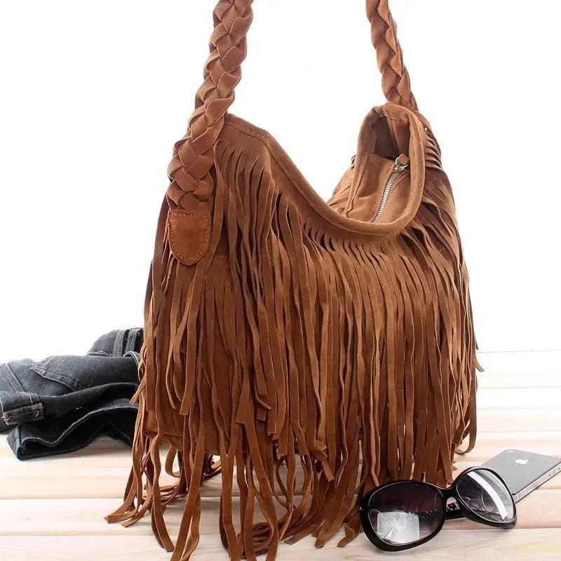 Faux Fur Fringe Shoulder Bag with Adjustable Strap by HitMyNeed