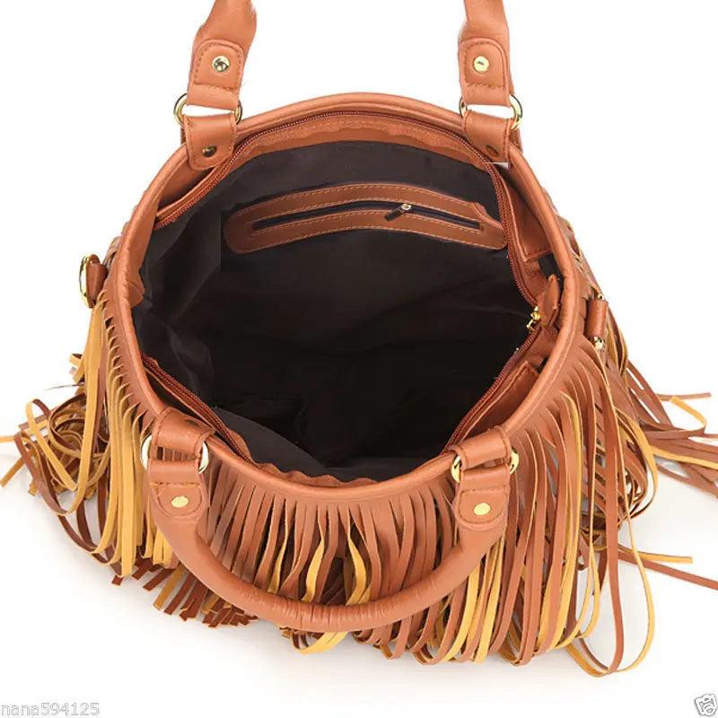 Faux Fur Fringe Shoulder Bag with Adjustable Strap by HitMyNeed