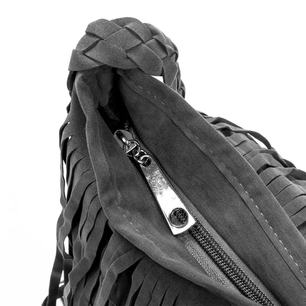 Faux Fur Fringe Shoulder Bag with Adjustable Strap by HitMyNeed