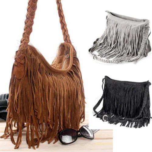Faux Fur Fringe Shoulder Bag with Adjustable Strap by HitMyNeed