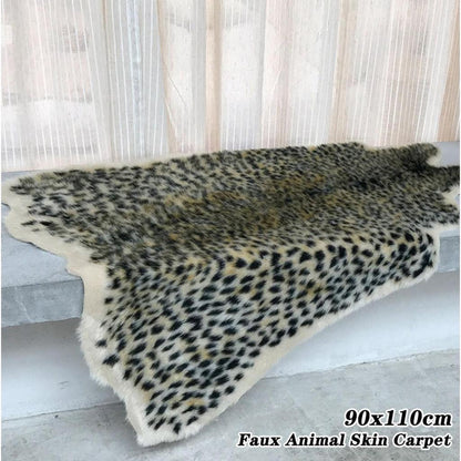 Faux Fur Leopard Print Rug 90 x 110 cm by HitMyNeed