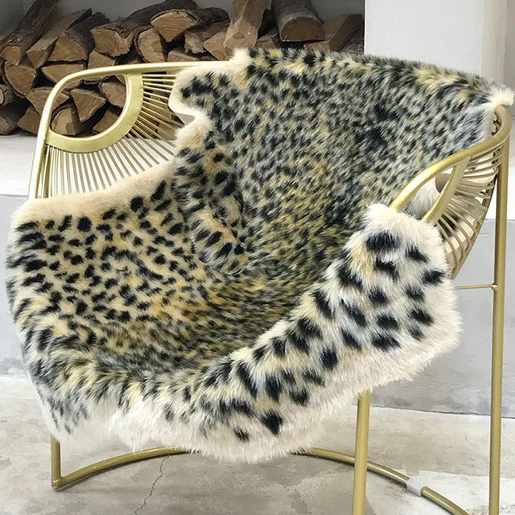 Faux Fur Leopard Print Rug 90 x 110 cm by HitMyNeed