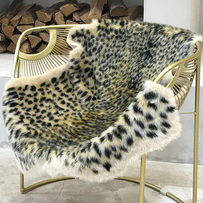 Faux Fur Leopard Print Rug 90 x 110 cm by HitMyNeed