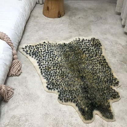 Faux Fur Leopard Print Rug 90 x 110 cm by HitMyNeed