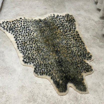 Faux Fur Leopard Print Rug 90 x 110 cm by HitMyNeed