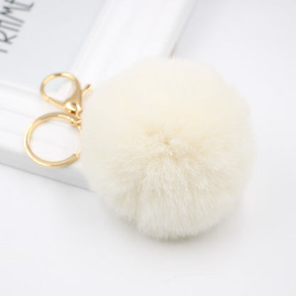 Faux Fur Pom Pom Keychain Charm 8cm beige by HitMyNeed