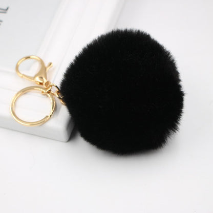 Faux Fur Pom Pom Keychain Charm 8cm black by HitMyNeed