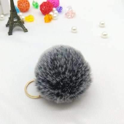 Faux Fur Pom Pom Keychain Charm 8cm black-gray by HitMyNeed