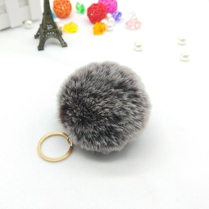 Faux Fur Pom Pom Keychain Charm 8cm coffee-gray by HitMyNeed