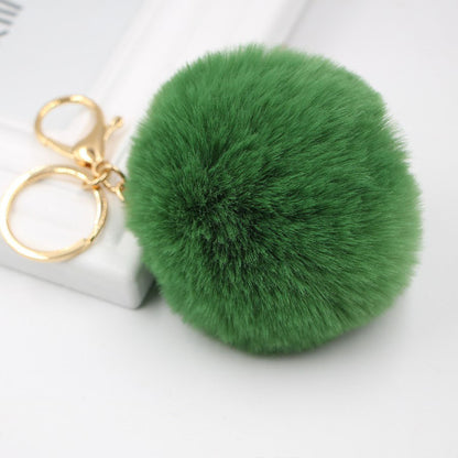 Faux Fur Pom Pom Keychain Charm 8cm green by HitMyNeed