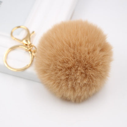 Faux Fur Pom Pom Keychain Charm 8cm khaki by HitMyNeed