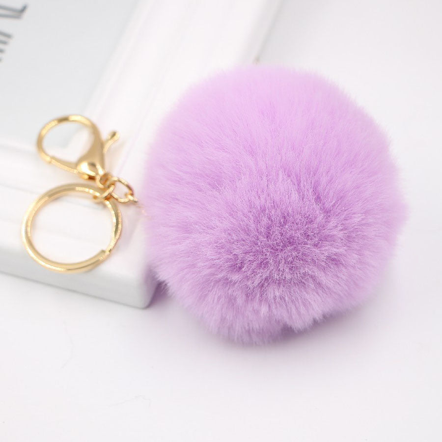 Faux Fur Pom Pom Keychain Charm 8cm light-purple by HitMyNeed