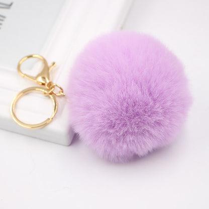Faux Fur Pom Pom Keychain Charm 8cm light-purple by HitMyNeed