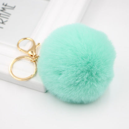 Faux Fur Pom Pom Keychain Charm 8cm mint by HitMyNeed