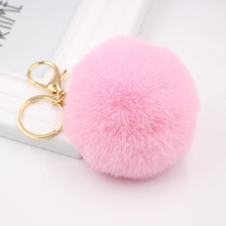 Faux Fur Pom Pom Keychain Charm 8cm pink by HitMyNeed