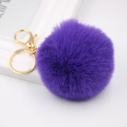 Faux Fur Pom Pom Keychain Charm 8cm purple by HitMyNeed