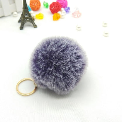 Faux Fur Pom Pom Keychain Charm 8cm purple-gray by HitMyNeed