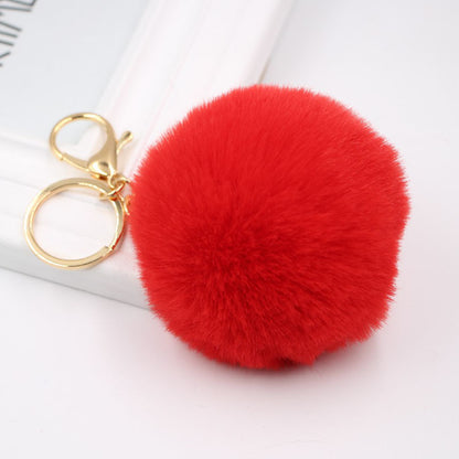 Faux Fur Pom Pom Keychain Charm 8cm red by HitMyNeed
