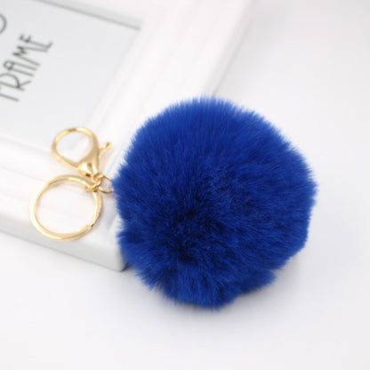 Faux Fur Pom Pom Keychain Charm 8cm sapphire by HitMyNeed