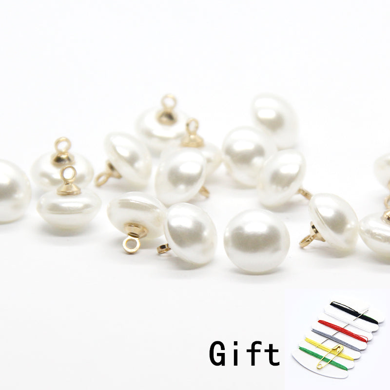Faux Pearl Mushroom Buttons with Sewing Kit (20 Pcs) by HitMyNeed