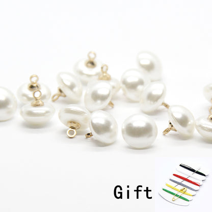 Faux Pearl Mushroom Buttons with Sewing Kit (20 Pcs) by HitMyNeed