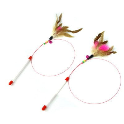 Feather Cat Teaser Wand with Bell - 100cm by HitMyNeed
