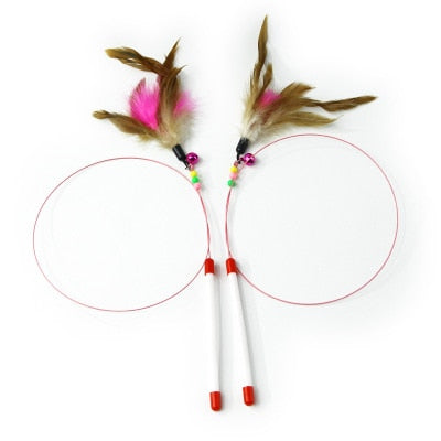 Feather Cat Teaser Wand with Bell - 100cm by HitMyNeed