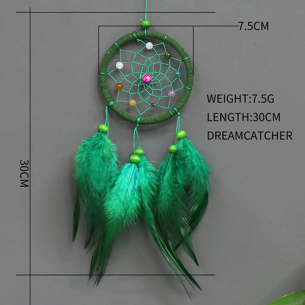 Feather Dream Catcher Hanging Ornament 30cm green by HitMyNeed