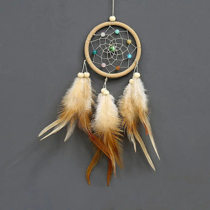 Feather Dream Catcher Hanging Ornament 30cm light-brown by HitMyNeed