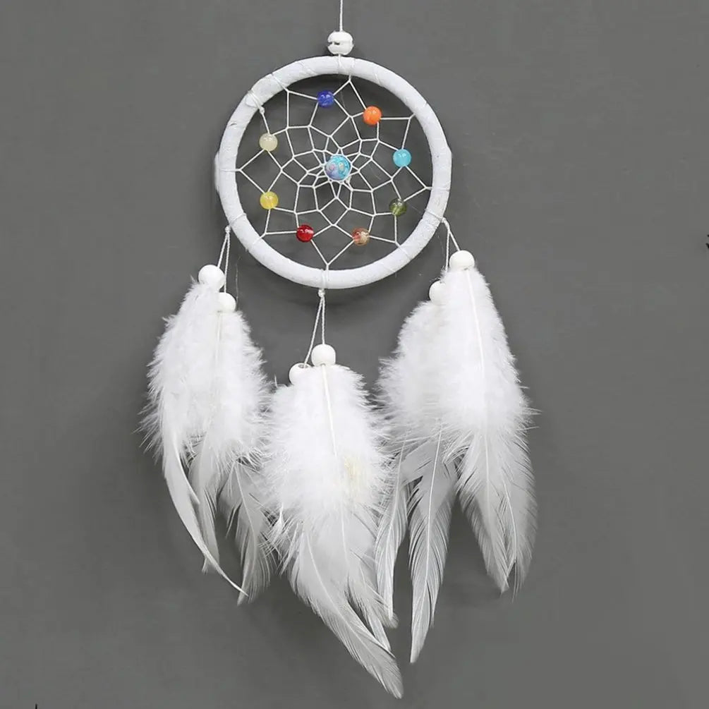 Feather Dream Catcher Hanging Ornament 30cm white by HitMyNeed