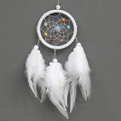 Feather Dream Catcher Hanging Ornament 30cm white by HitMyNeed