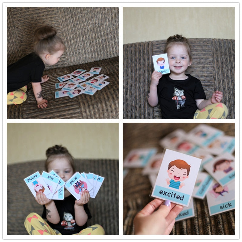 Feelings Cards Emotions Flash Cards for Kids (14 pcs) by HitMyNeed