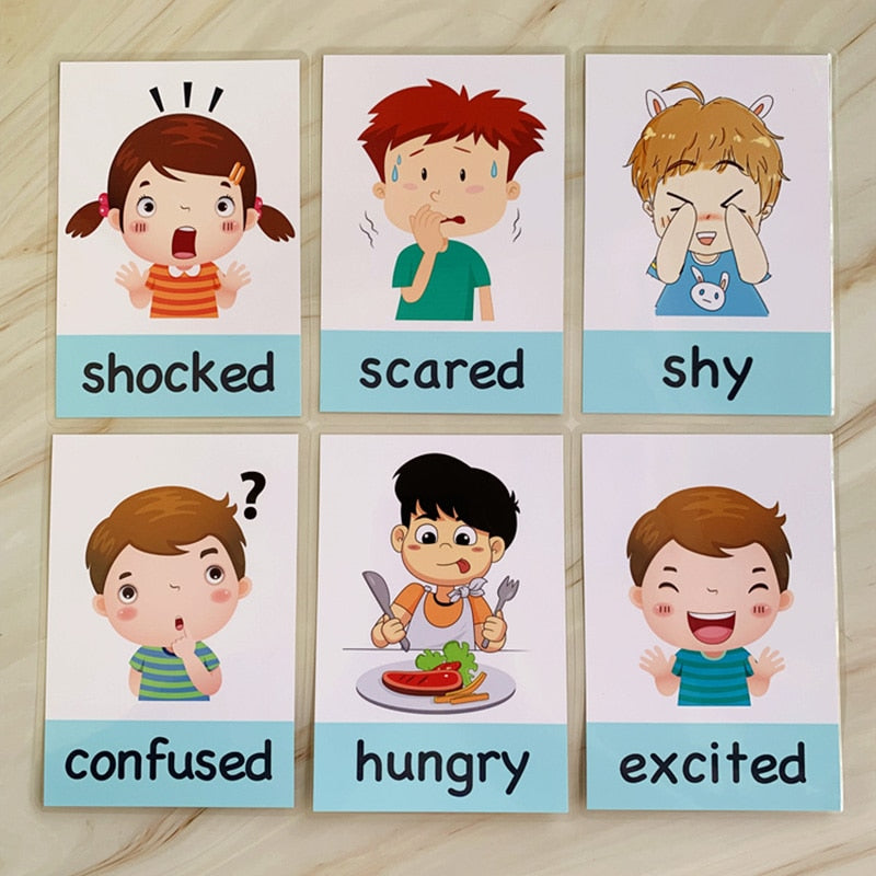 Feelings Cards Emotions Flash Cards for Kids (14 pcs) by HitMyNeed