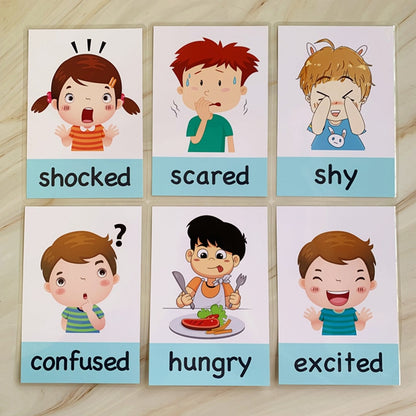 Feelings Cards Emotions Flash Cards for Kids (14 pcs) by HitMyNeed