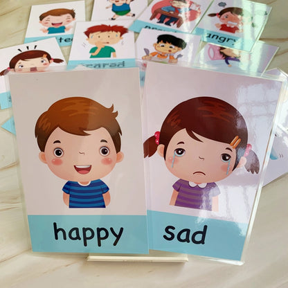 Feelings Cards Emotions Flash Cards for Kids (14 pcs) by HitMyNeed
