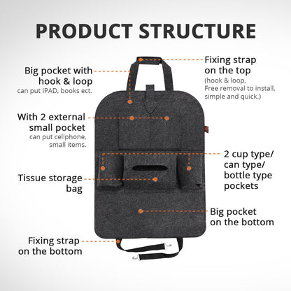 Felt Car Seat Back Storage Organizer by HitMyNeed
