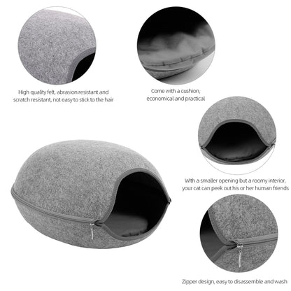 Felt Cat Cave Bed with Cushion and Zipper Design by HitMyNeed