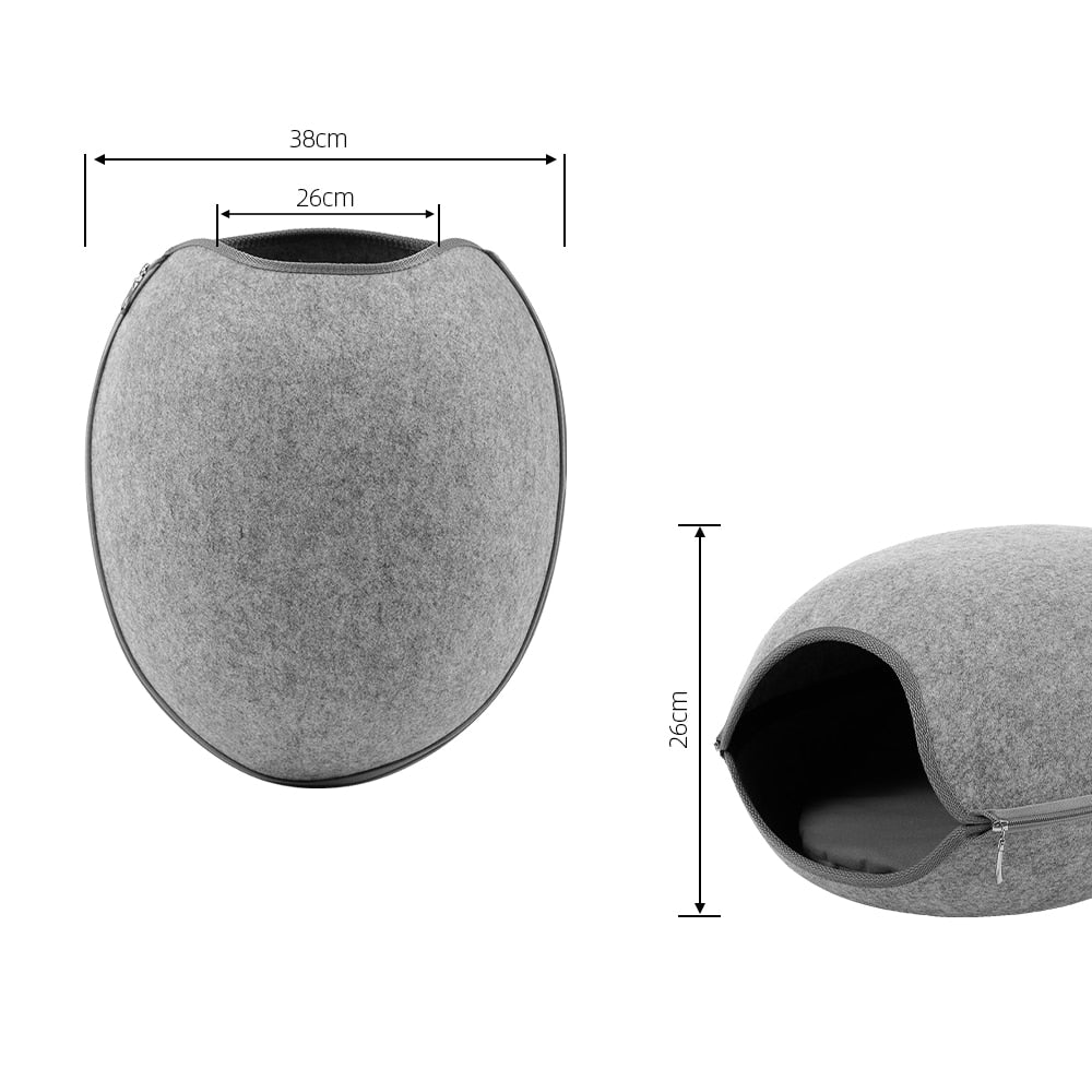 Felt Cat Cave Bed with Cushion and Zipper Design by HitMyNeed