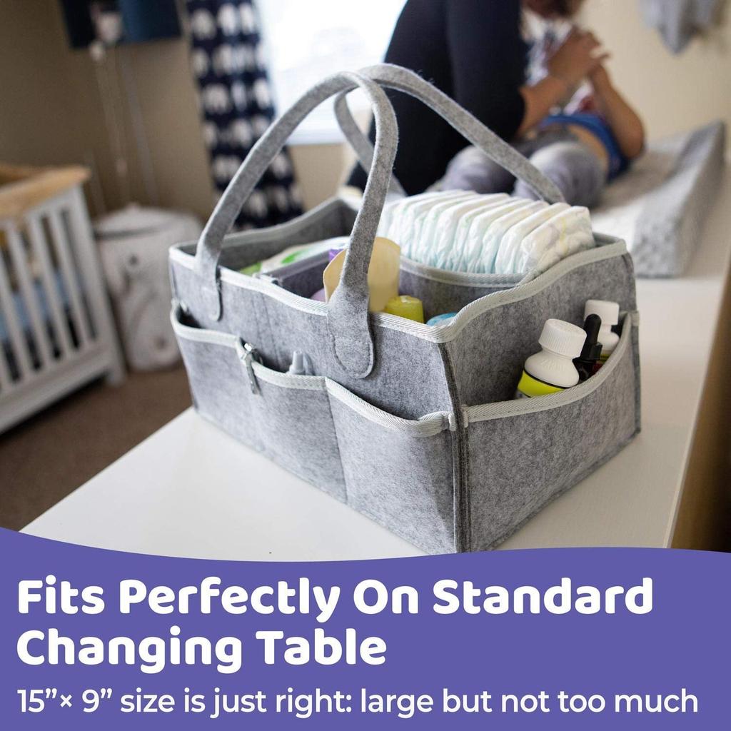 Felt Diaper Caddy Basket with Compartments by HitMyNeed
