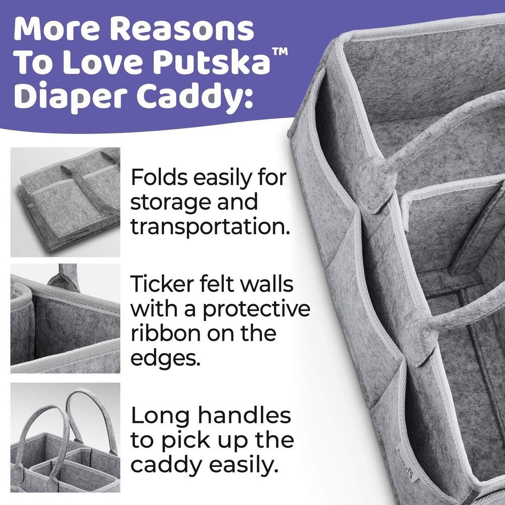 Felt Diaper Caddy Basket with Compartments by HitMyNeed
