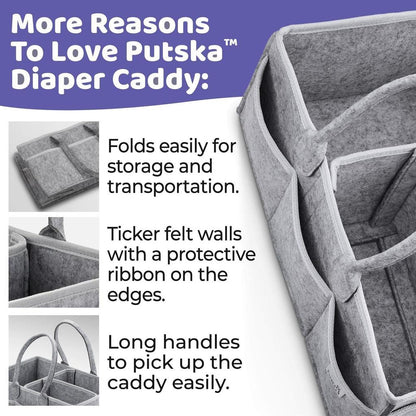 Felt Diaper Caddy Basket with Compartments by HitMyNeed