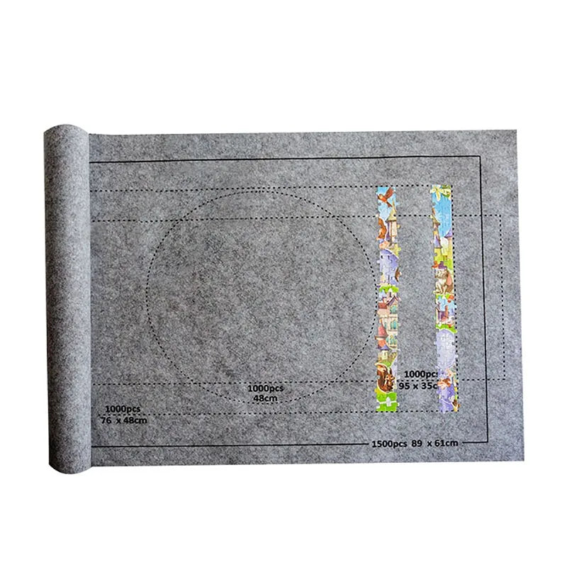 Felt Jigsaw Puzzle Roll Mat for Up to 1500 Pieces gray by HitMyNeed