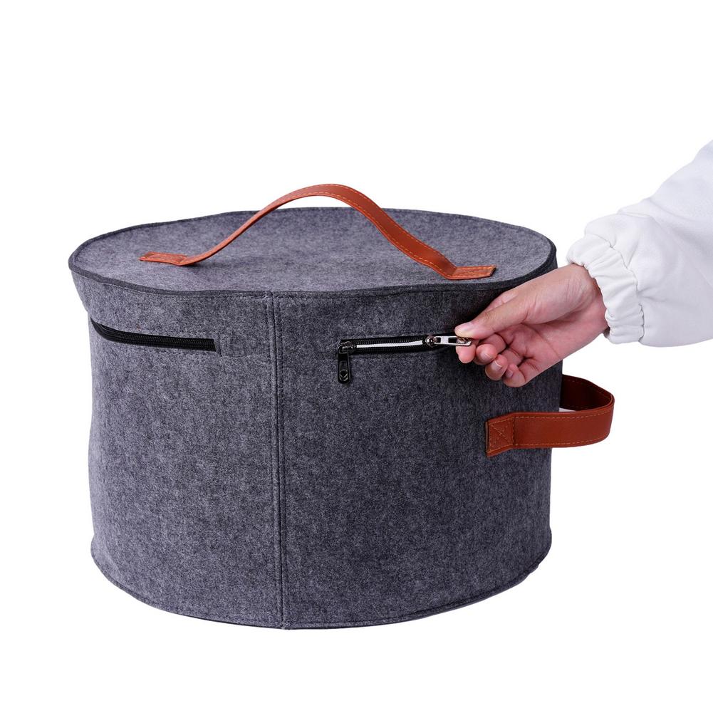 Felt Round Hat Box with Handles and Window by HitMyNeed