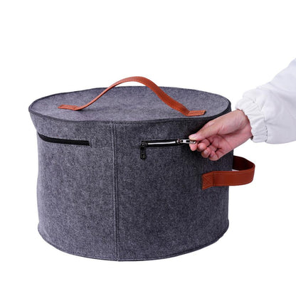 Felt Round Hat Box with Handles and Window by HitMyNeed