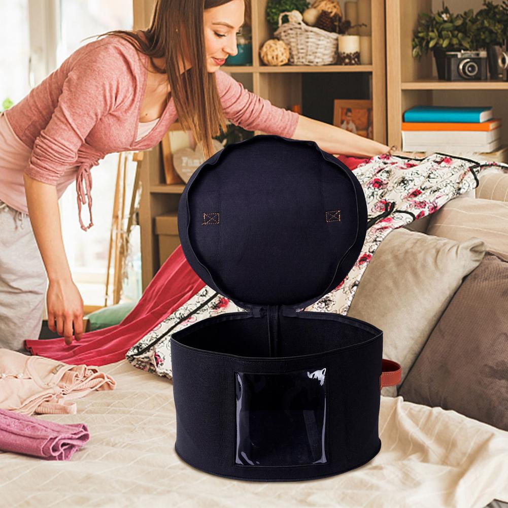 Felt Round Hat Box with Handles and Window by HitMyNeed