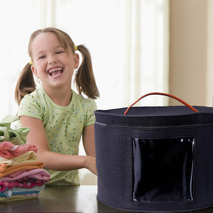 Felt Round Hat Box with Handles and Window by HitMyNeed