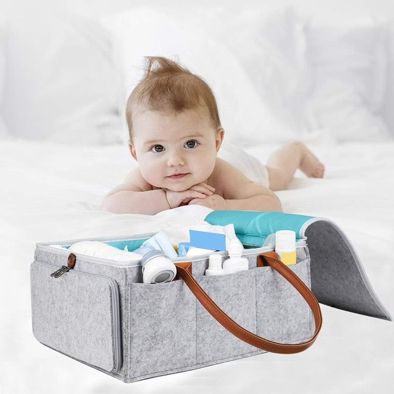 Felt Storage Basket Fabric Organizer with Handles by HitMyNeed