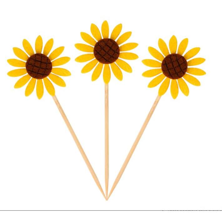 Felt Sunflower Cake Toppers Set (5pcs) by HitMyNeed