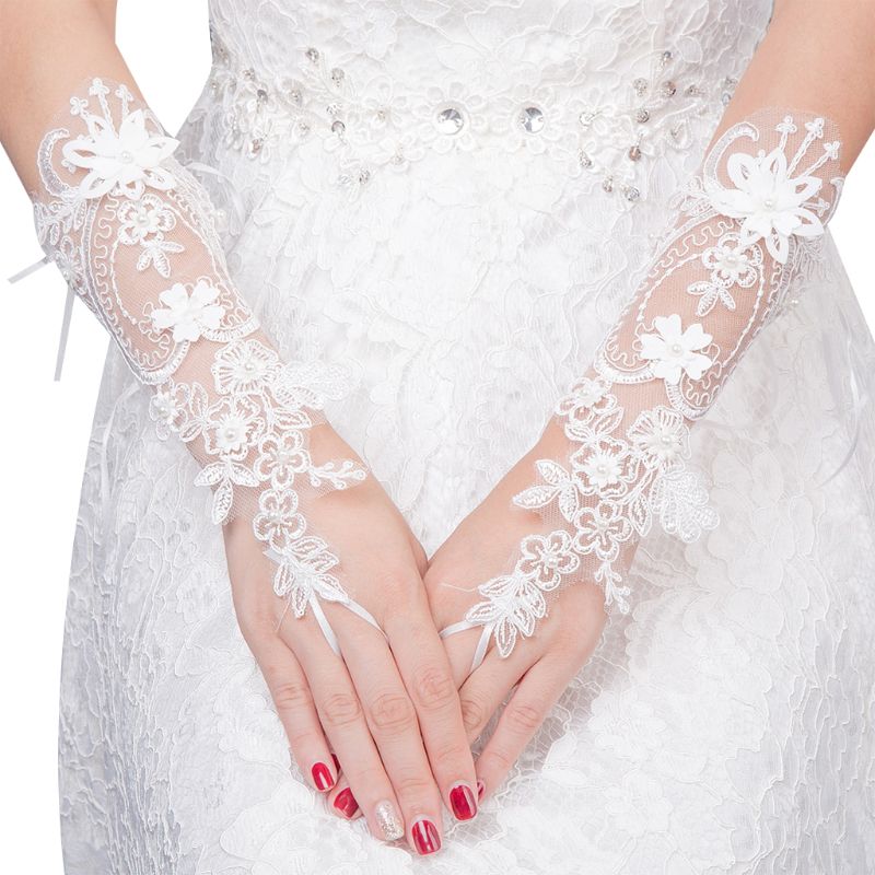 Fingerless Adjustable Lace Wedding Gloves by HitMyNeed