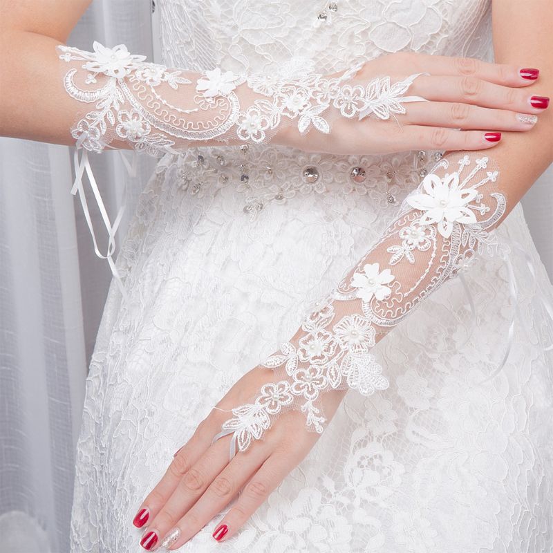Fingerless Adjustable Lace Wedding Gloves by HitMyNeed